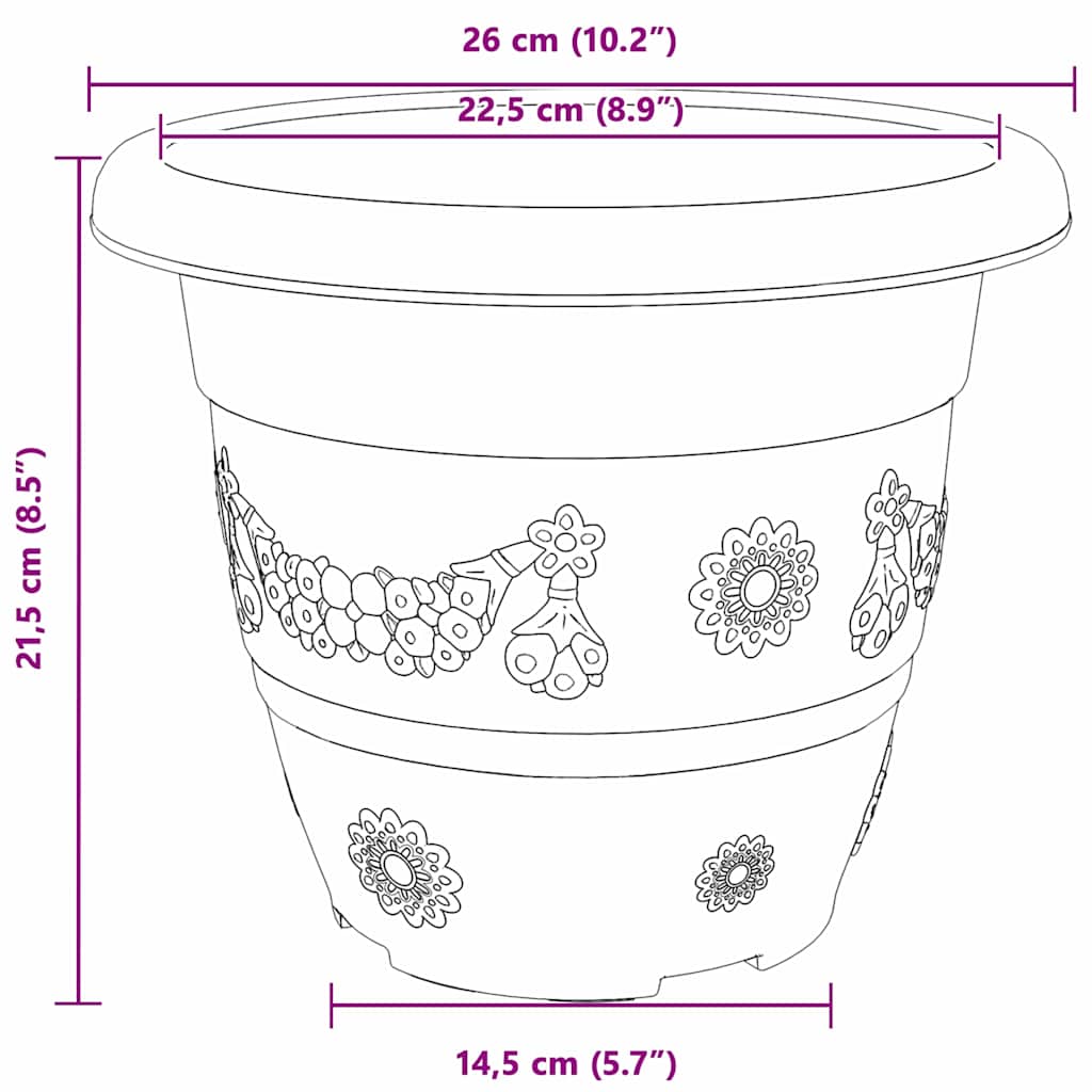 Ronde Bloempot 24 pcs Baksteenrood Ø 26 x 21.5 cm Kunststof