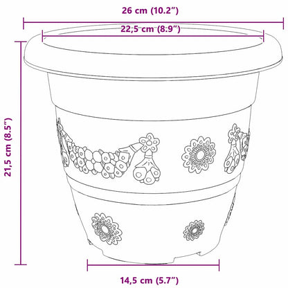 Ronde Bloempot 24 pcs Baksteenrood Ø 26 x 21.5 cm Kunststof
