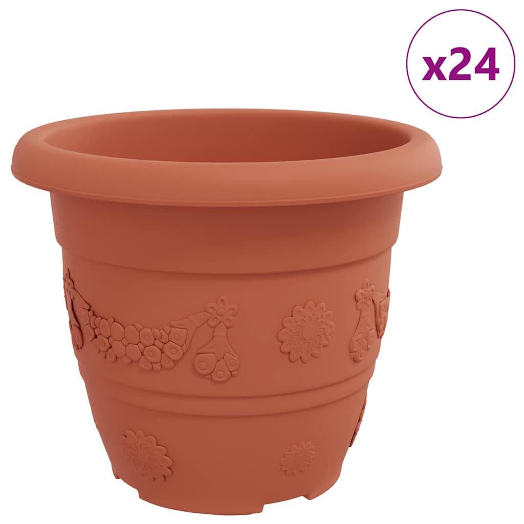 Ronde Bloempot 24 pcs Baksteenrood Ø 26 x 21.5 cm Kunststof