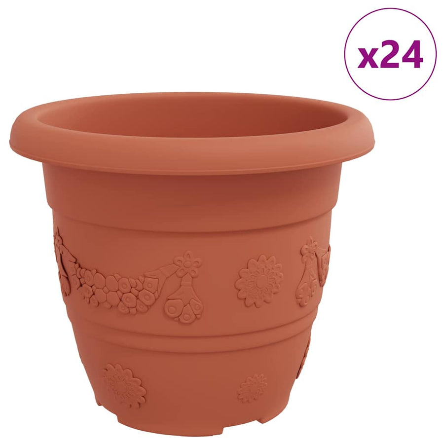 Ronde Bloempot 24 pcs Baksteenrood Ø 26 x 21.5 cm Kunststof