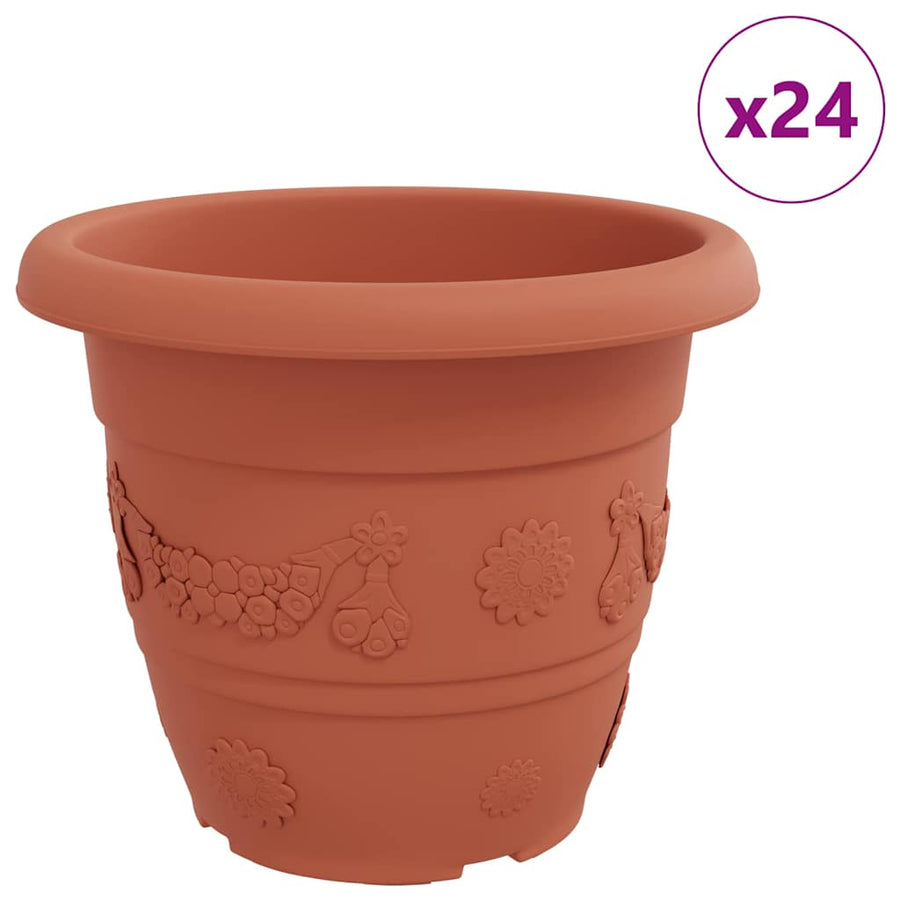 Ronde Bloempot 24 pcs Baksteenrood Ø 26 x 21.5 cm Kunststof