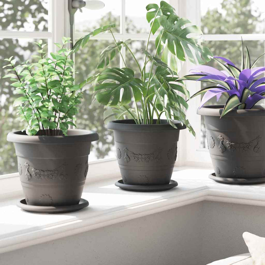Ronde Bloempot 24 pcs Zwart Ø 26 x 21.5 cm Kunststof