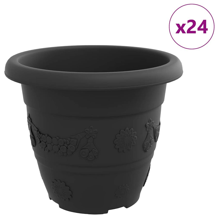 Ronde Bloempot 24 pcs Zwart Ø 26 x 21.5 cm Kunststof