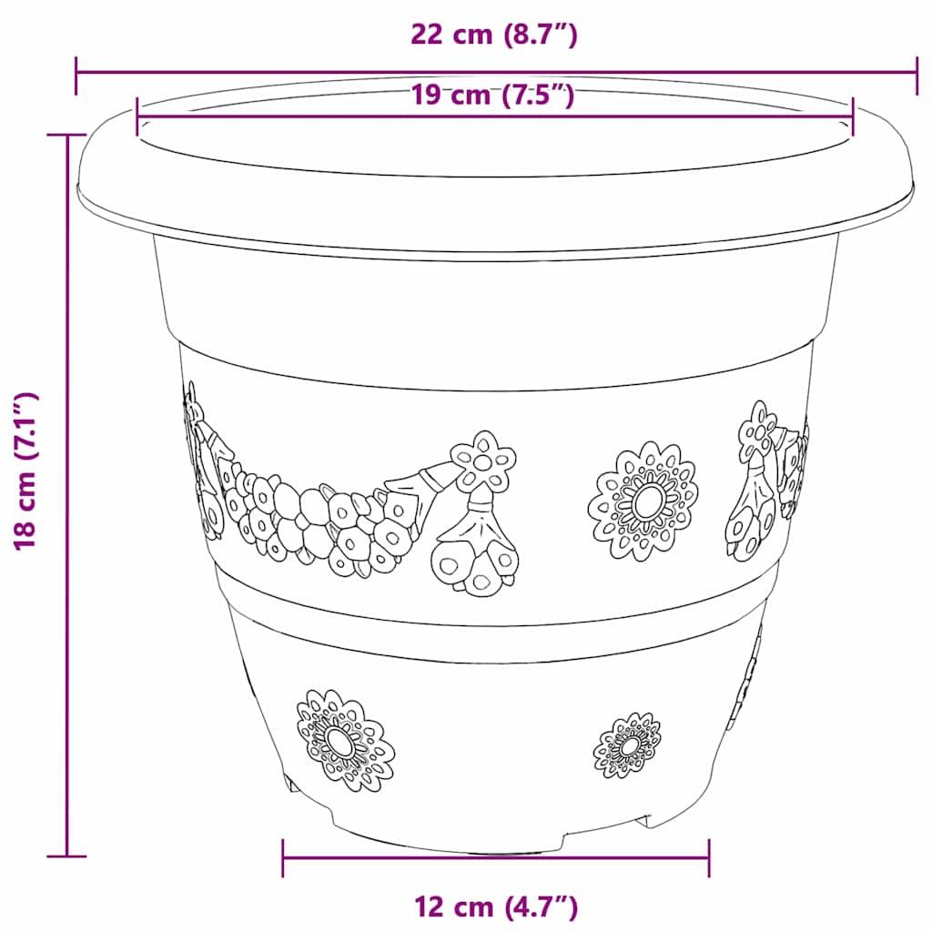 Ronde Bloempot 24 pcs Zwart Ø 26 x 21.5 cm Kunststof