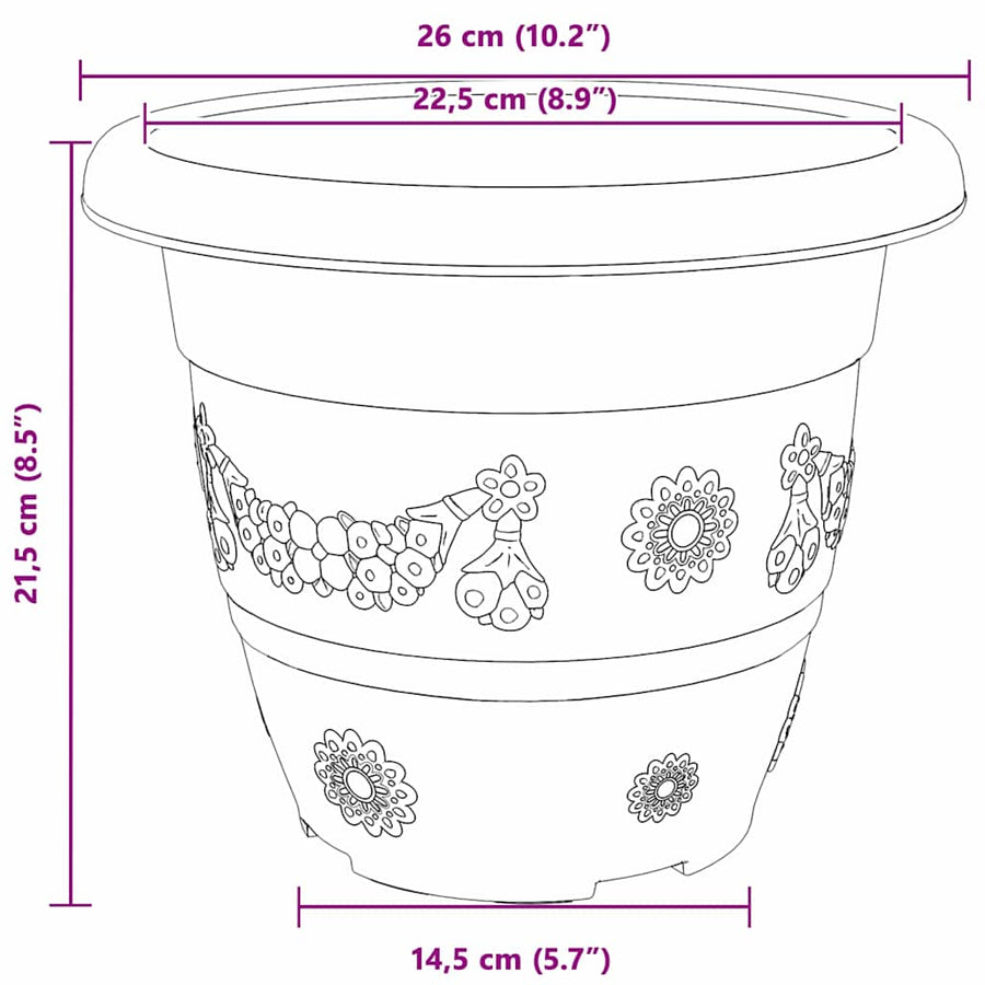 Ronde Bloempot 24 pcs Zwart Ø 26 x 21.5 cm Kunststof
