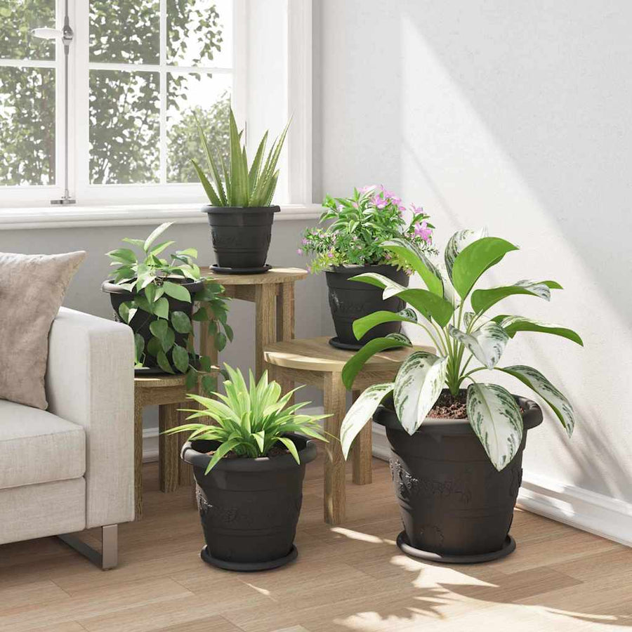 Ronde Bloempot 24 pcs Zwart Ø 26 x 21.5 cm Kunststof