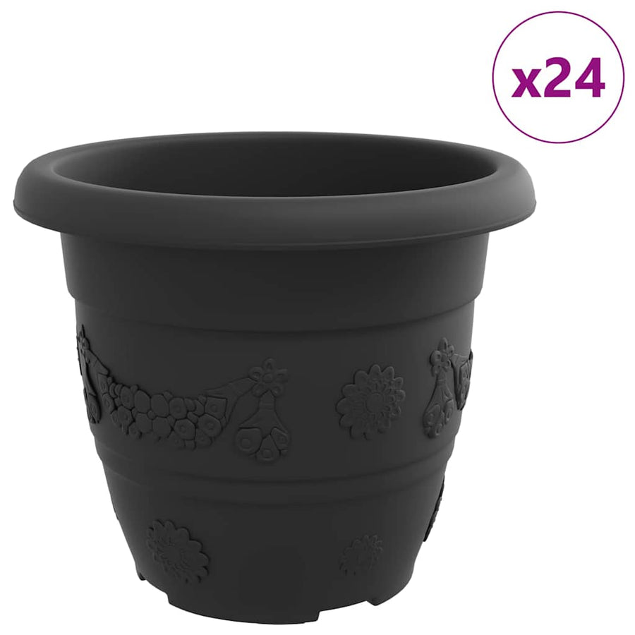 Ronde Bloempot 24 pcs Zwart Ø 26 x 21.5 cm Kunststof