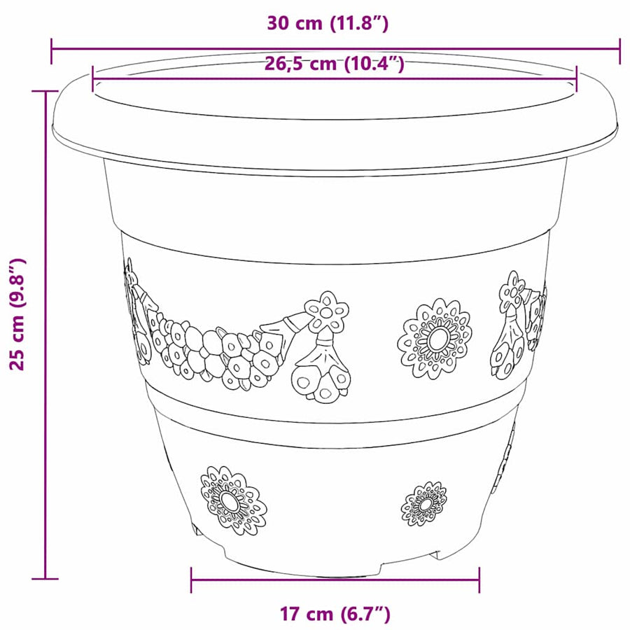 Ronde Bloempot 24 pcs Zwart Ø 26 x 21.5 cm Kunststof