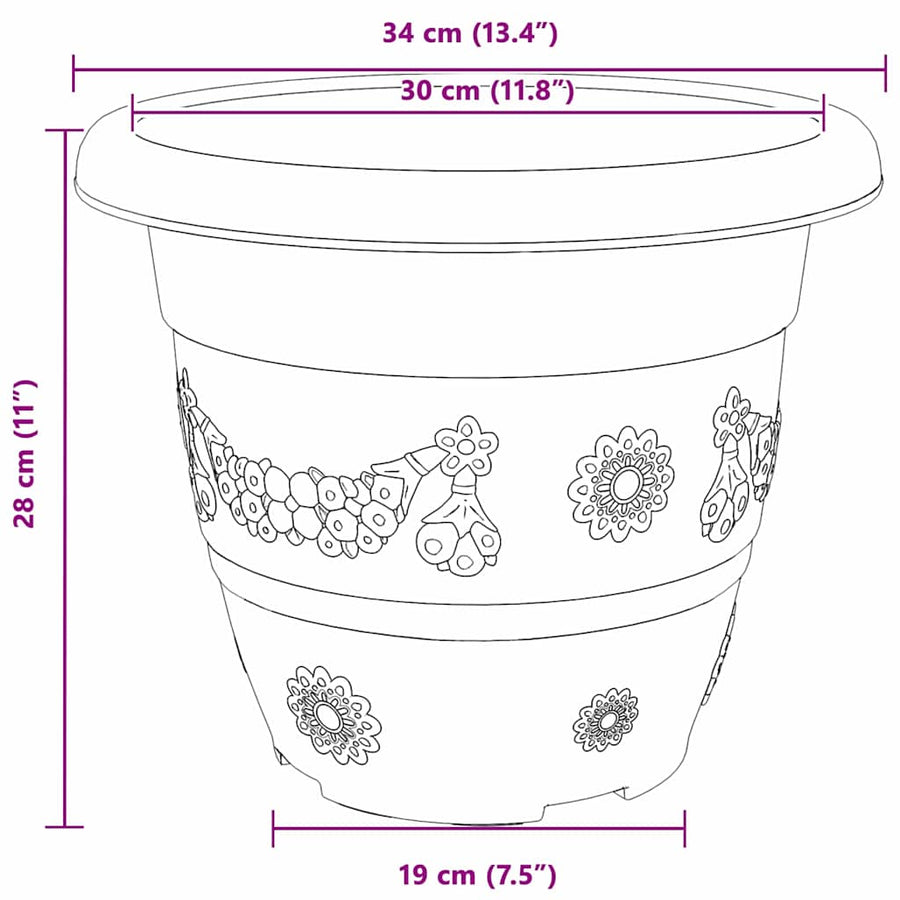 Ronde Bloempot 24 pcs Zwart Ø 26 x 21.5 cm Kunststof