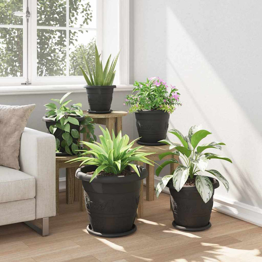 Ronde Bloempot 24 pcs Zwart Ø 26 x 21.5 cm Kunststof