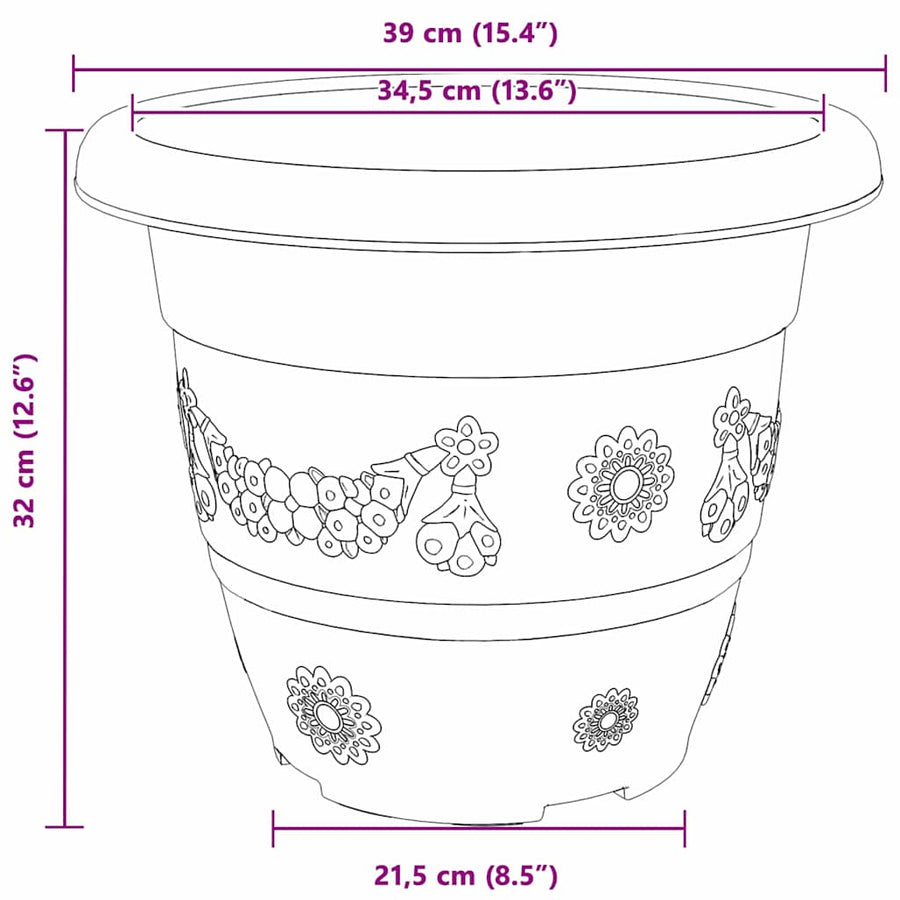 Ronde Bloempot 24 pcs Zwart Ø 26 x 21.5 cm Kunststof