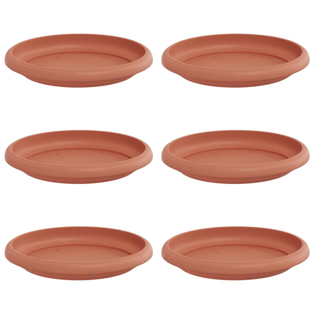 Ronde Bloemenschalen 6 pcs Baksteenrood Ø 14 x 2 cm Kunststof