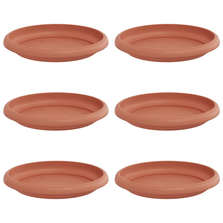 Ronde Bloemenschalen 6 pcs Baksteenrood Ø 14 x 2 cm Kunststof