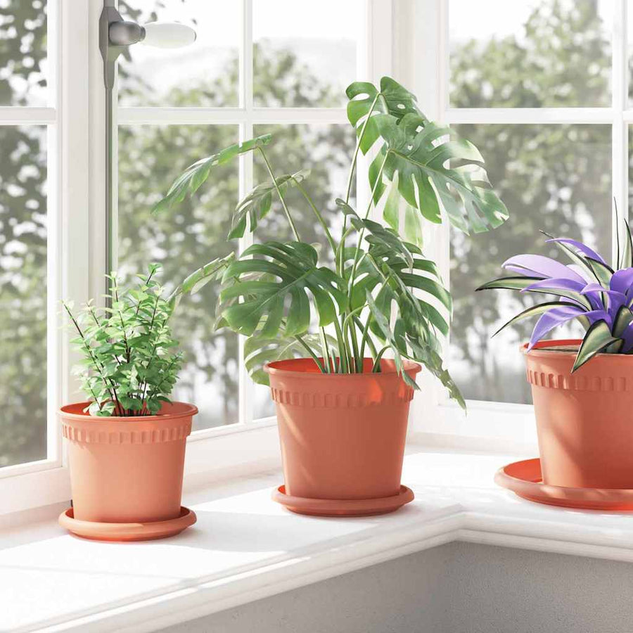 Ronde Bloemenschalen 6 pcs Baksteenrood Ø 14 x 2 cm Kunststof