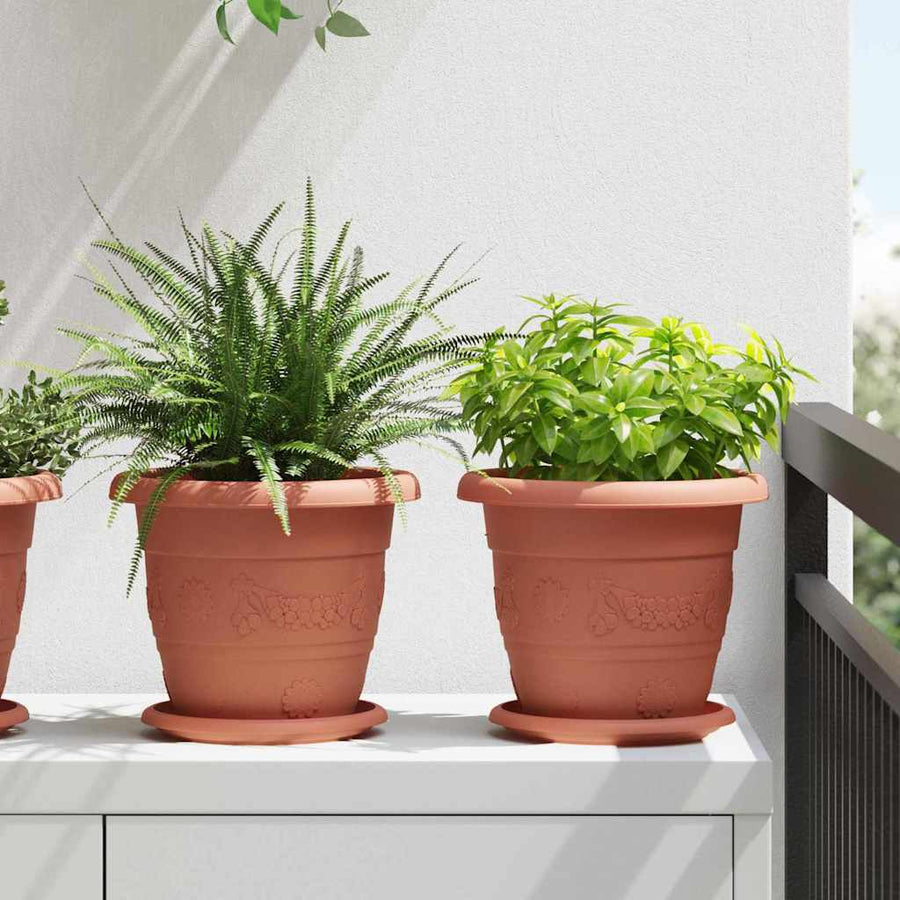 Ronde Bloemenschalen 6 pcs Baksteenrood Ø 14 x 2 cm Kunststof