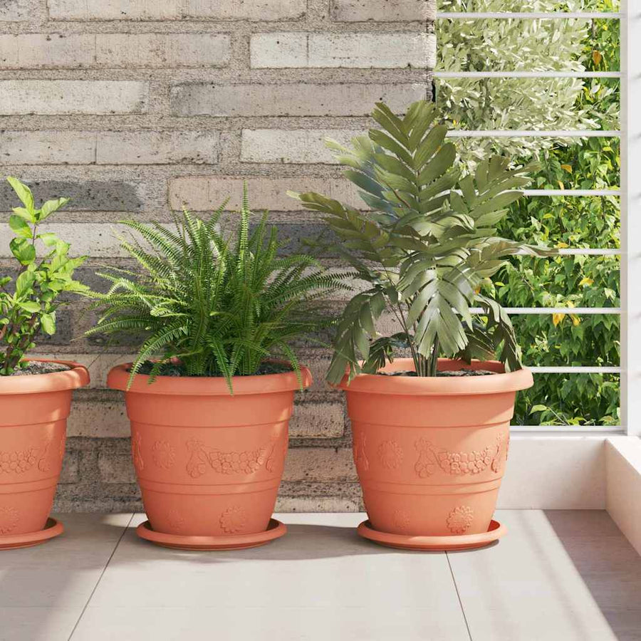 Ronde Bloemenschalen 6 pcs Baksteenrood Ø 14 x 2 cm Kunststof
