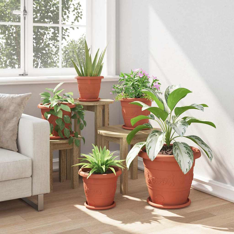 Ronde Bloemenschalen 6 pcs Baksteenrood Ø 14 x 2 cm Kunststof