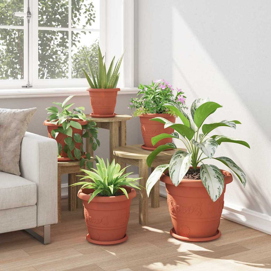 Ronde Bloemenschalen 6 pcs Baksteenrood Ø 14 x 2 cm Kunststof