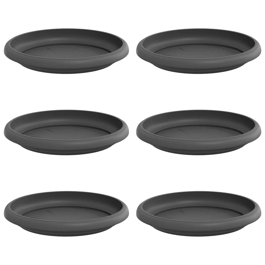 Ronde Bloemenschalen 6 pcs Zwart Ø 14 x 2 cm Kunststof