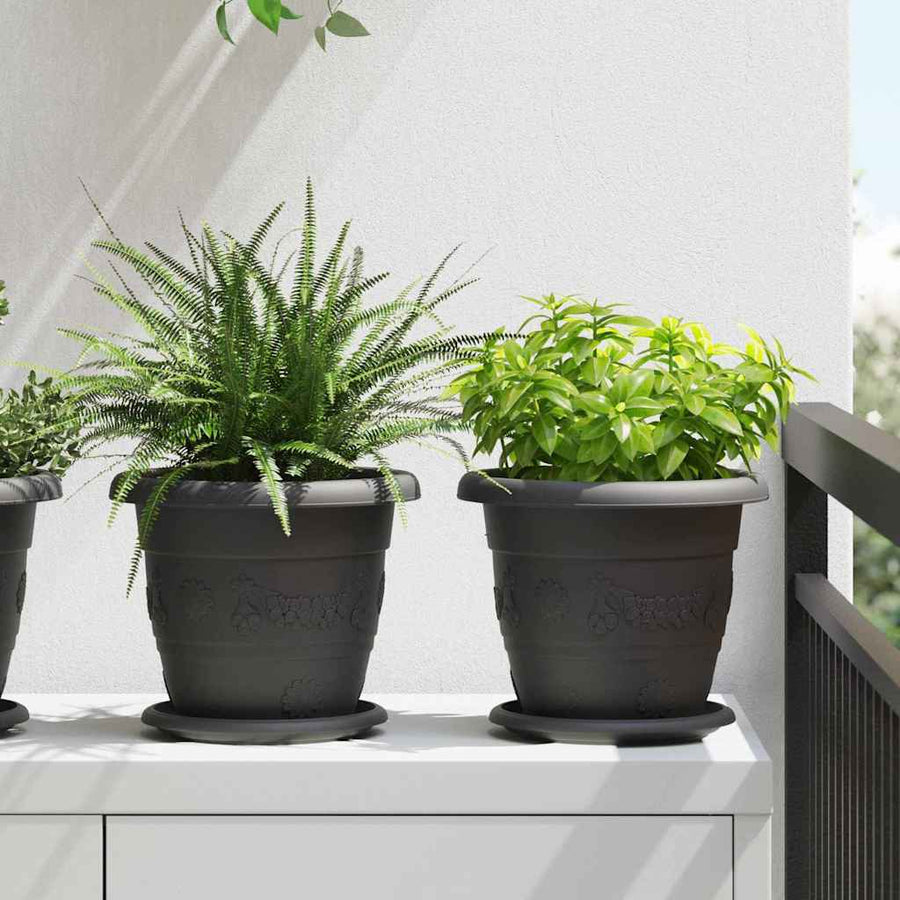 Ronde Bloemenschalen 6 pcs Zwart Ø 14 x 2 cm Kunststof