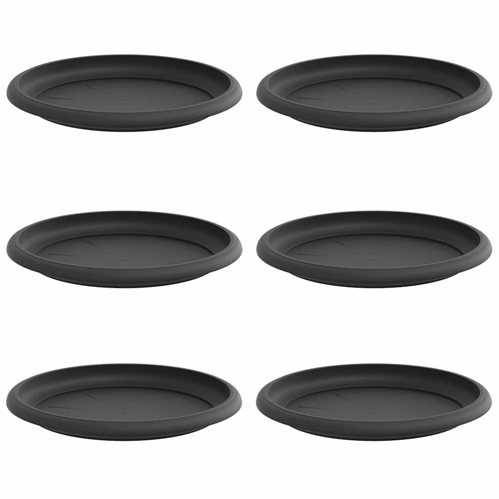 Ronde Bloemenschalen 6 pcs Zwart Ø 14 x 2 cm Kunststof