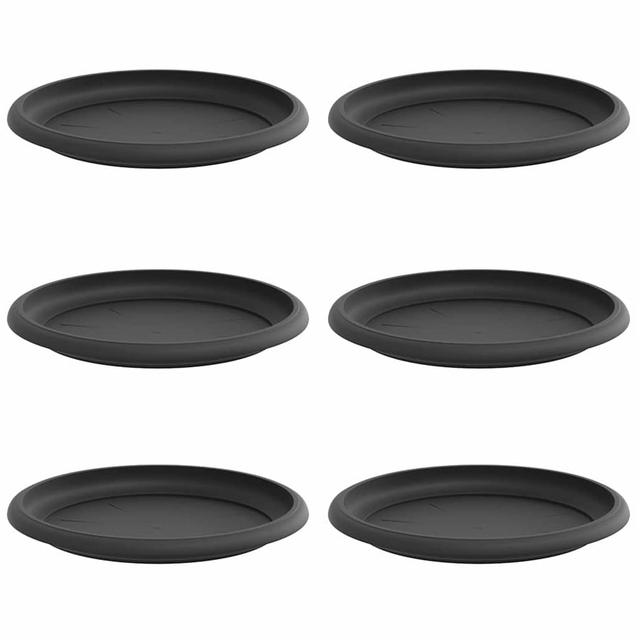Ronde Bloemenschalen 6 pcs Zwart Ø 14 x 2 cm Kunststof