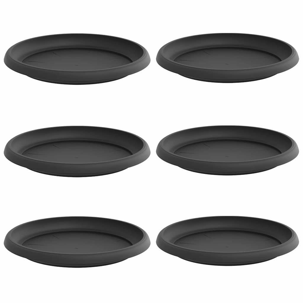 Ronde Bloemenschalen 6 pcs Zwart Ø 14 x 2 cm Kunststof