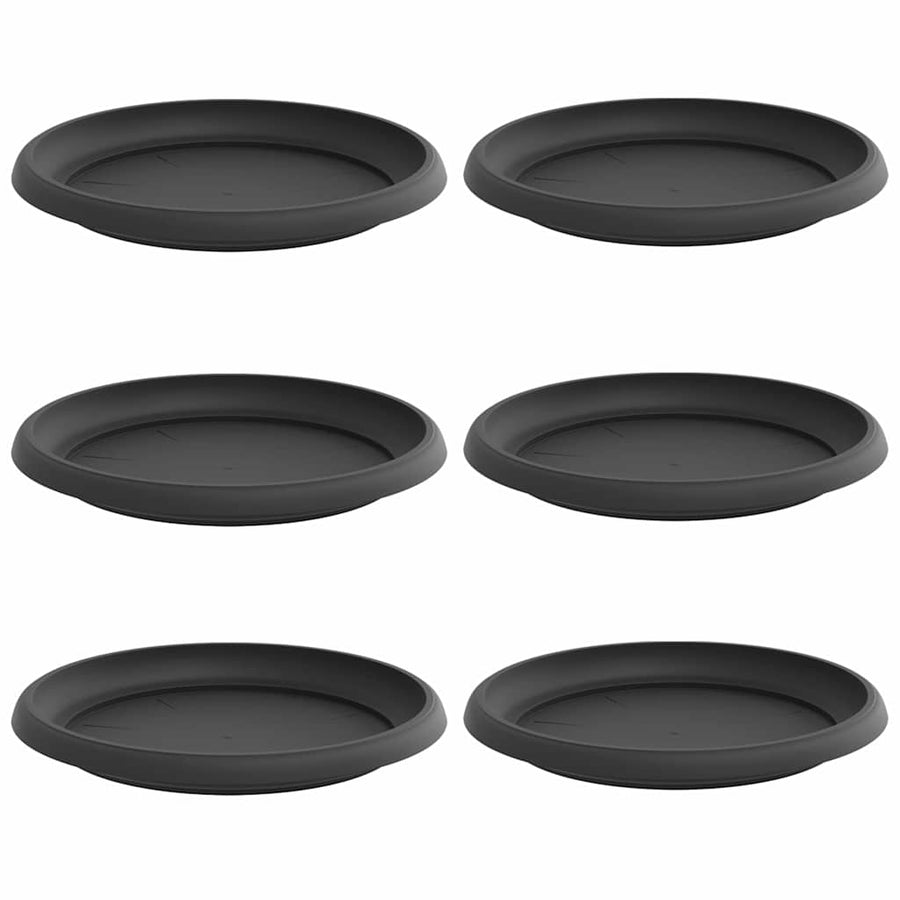 Ronde Bloemenschalen 6 pcs Zwart Ø 14 x 2 cm Kunststof
