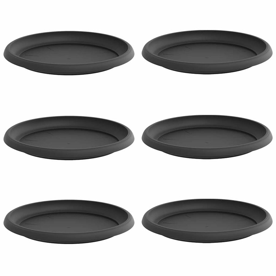 Ronde Bloemenschalen 6 pcs Zwart Ø 14 x 2 cm Kunststof