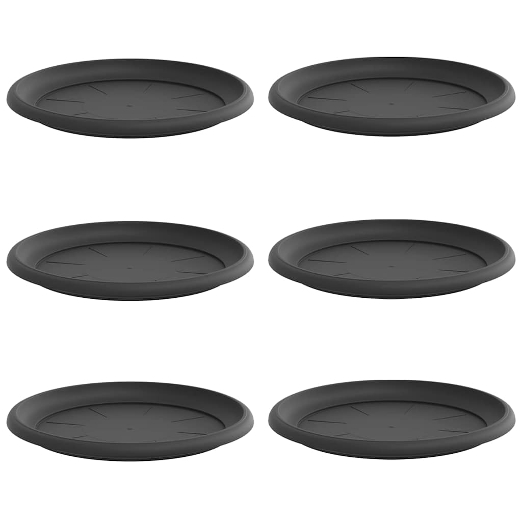 Ronde Bloemenschalen 6 pcs Zwart Ø 14 x 2 cm Kunststof