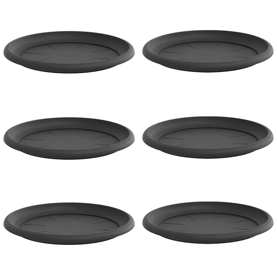 Ronde Bloemenschalen 6 pcs Zwart Ø 14 x 2 cm Kunststof