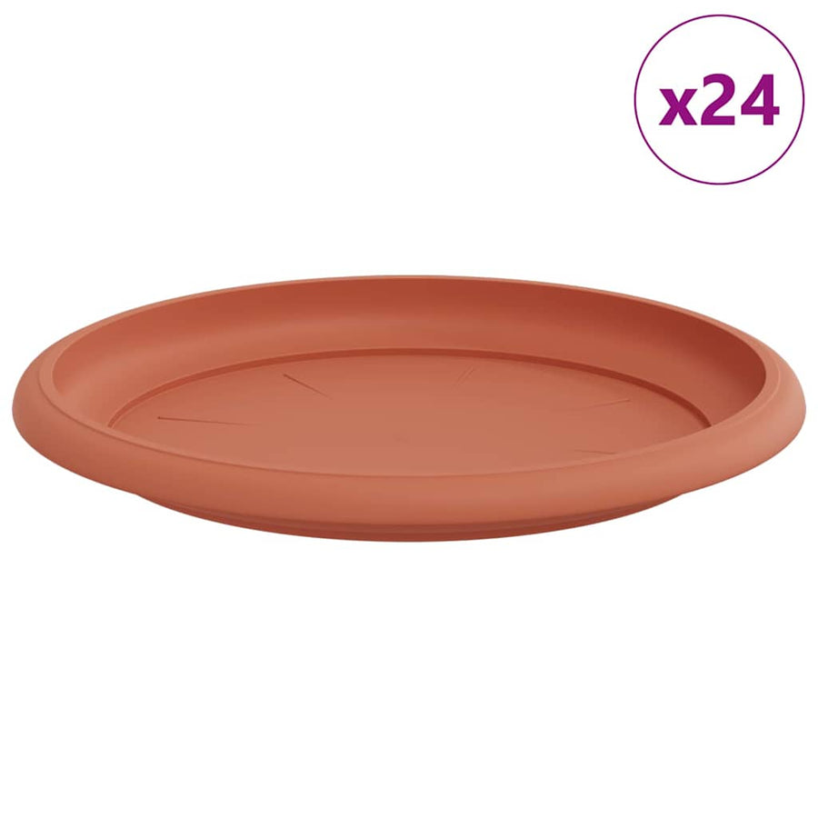 Ronde Bloemenschalen 24 pcs Baksteenrood Ø 14 x 2 cm Kunststof