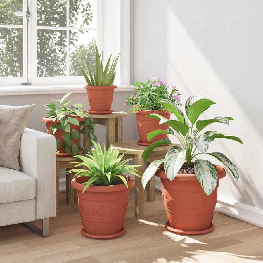 Ronde Bloemenschalen 24 pcs Baksteenrood Ø 14 x 2 cm Kunststof