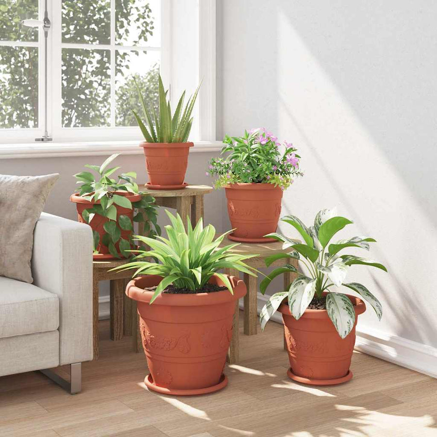 Ronde Bloemenschalen 24 pcs Baksteenrood Ø 14 x 2 cm Kunststof