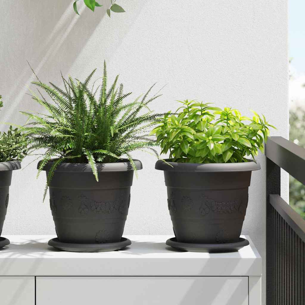 Ronde Bloemenschalen 24 pcs Zwart Ø 14 x 2 cm Kunststof