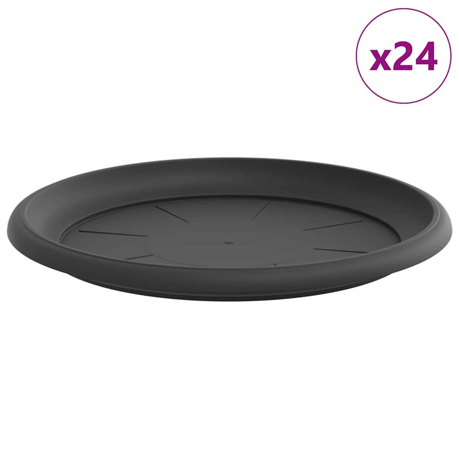 Ronde Bloemenschalen 24 pcs Zwart Ø 27 x 2,5 cm Kunststof