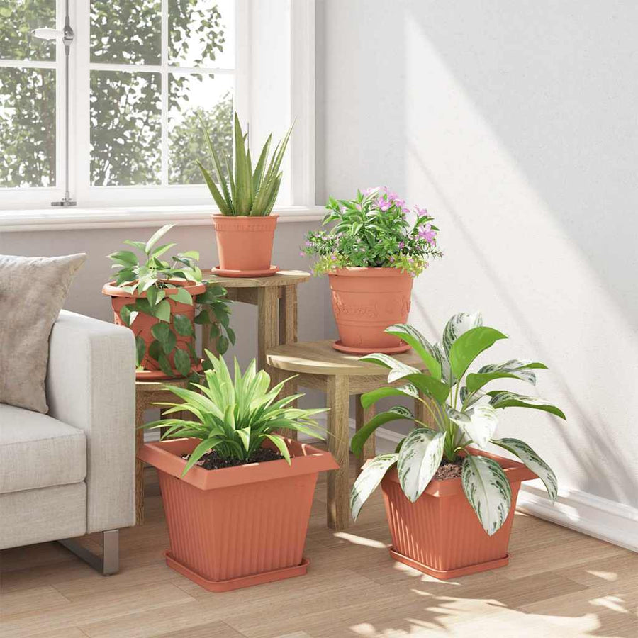 Vierkante Bloempot 6 pcs Baksteenrood 33 x 33 x 26 cm Kunststof