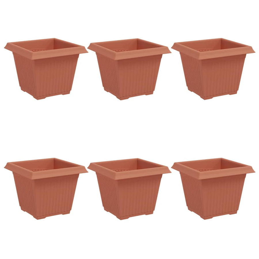 Vierkante Bloempot 6 pcs Baksteenrood 33 x 33 x 26 cm Kunststof