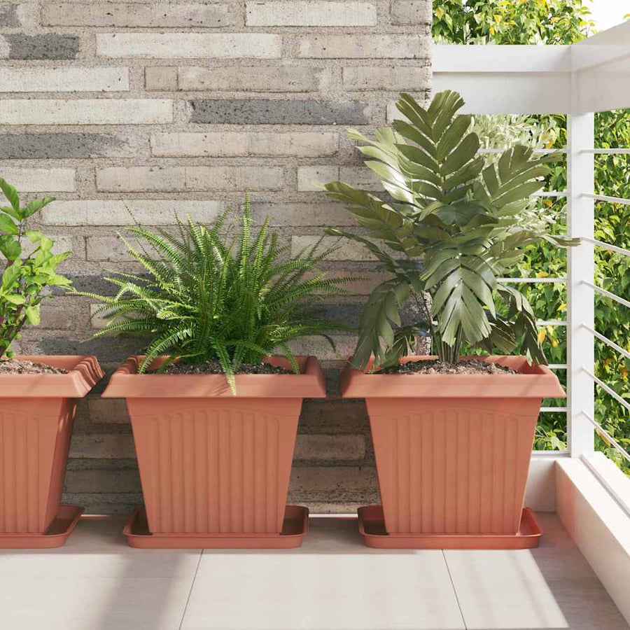 Vierkante Bloempot 6 pcs Baksteenrood 38 x 38 x 30 cm Kunststof