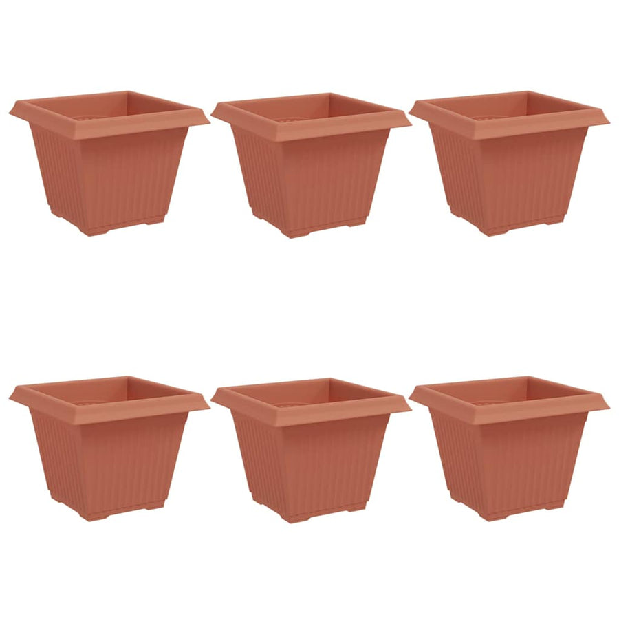 Vierkante Bloempot 6 pcs Baksteenrood 38 x 38 x 30 cm Kunststof