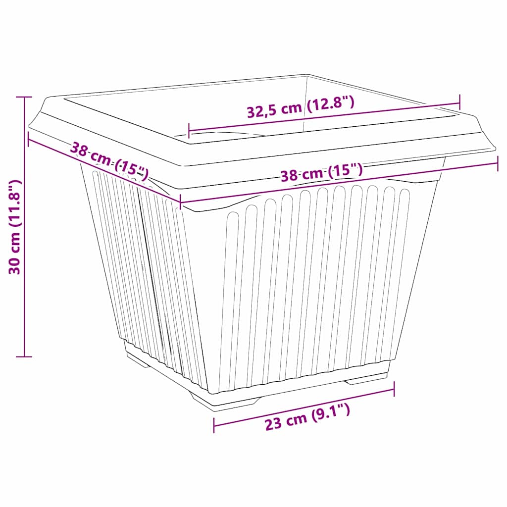 Vierkante Bloempot 6 pcs Baksteenrood 38 x 38 x 30 cm Kunststof