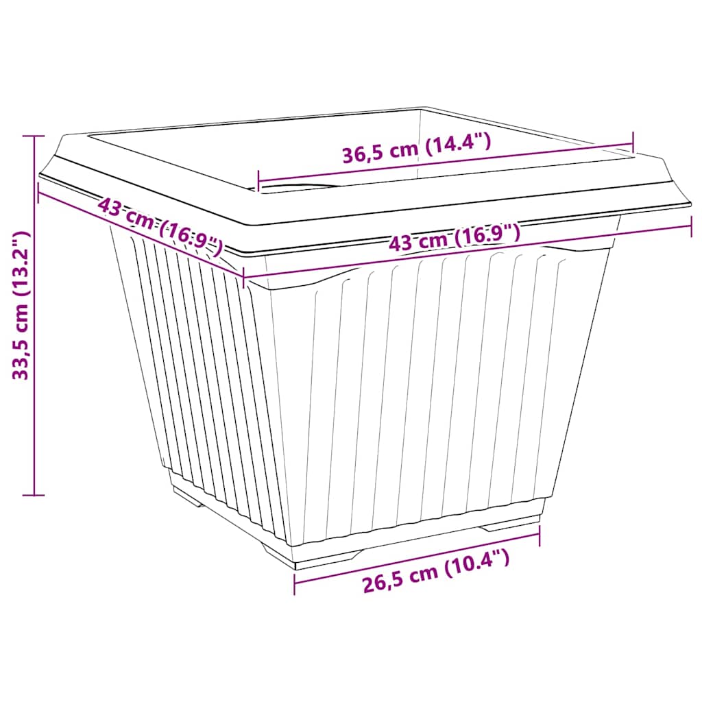 Vierkante Bloempot 6 pcs Baksteenrood 43 x 43 x 33,5 cm