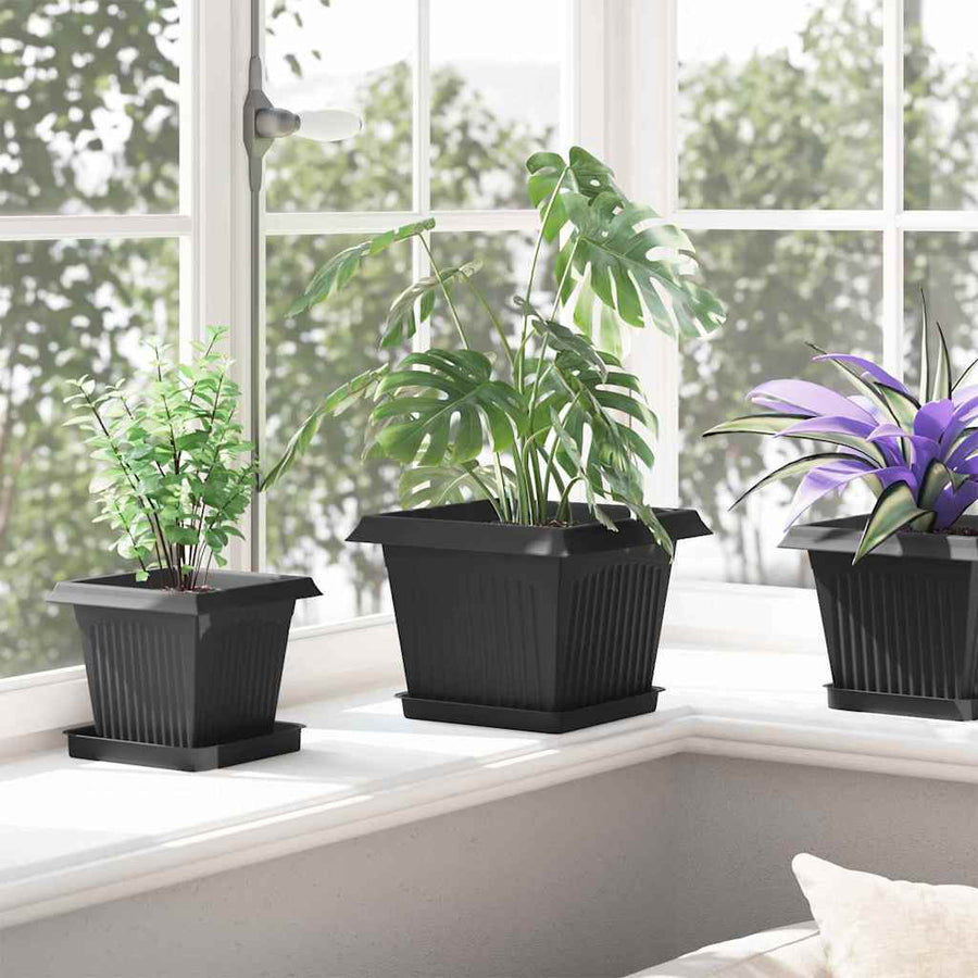 Vierkante Bloempot 6 pcs Zwart 43 x 43 x 33.5 cm Kunststof