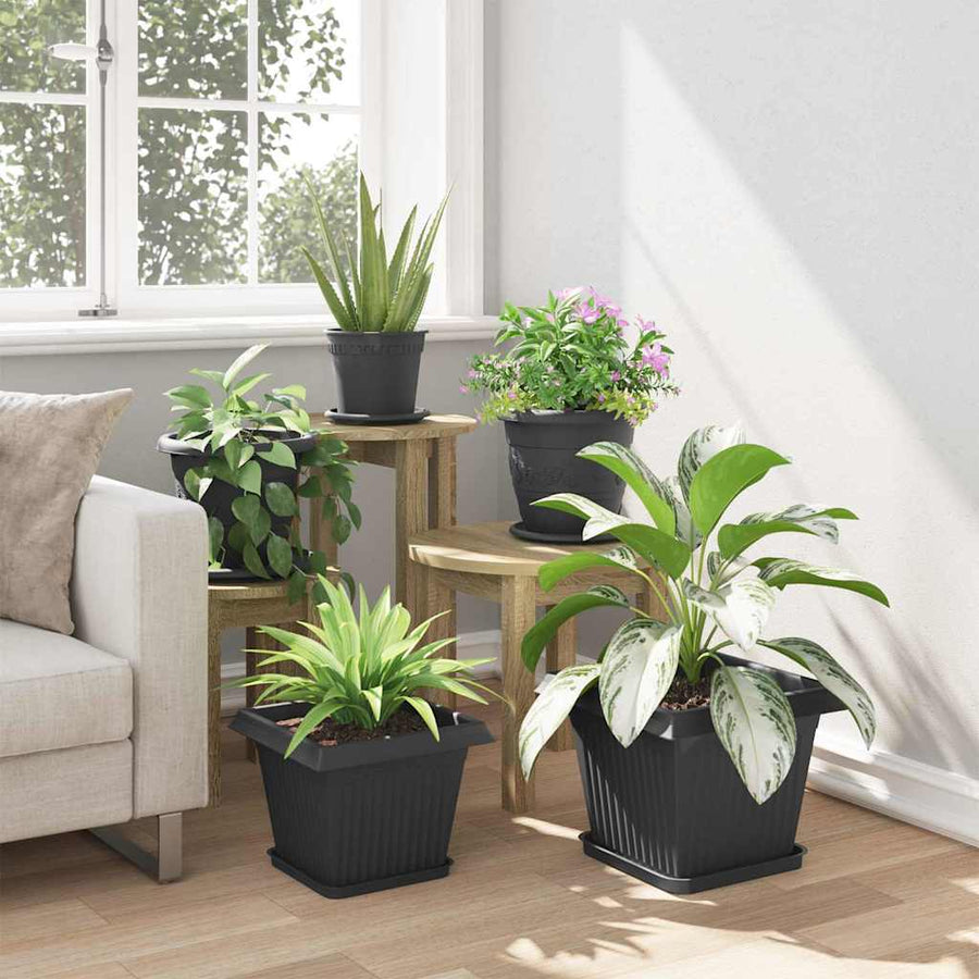Vierkante Bloempot 6 pcs Zwart 43 x 43 x 33.5 cm Kunststof