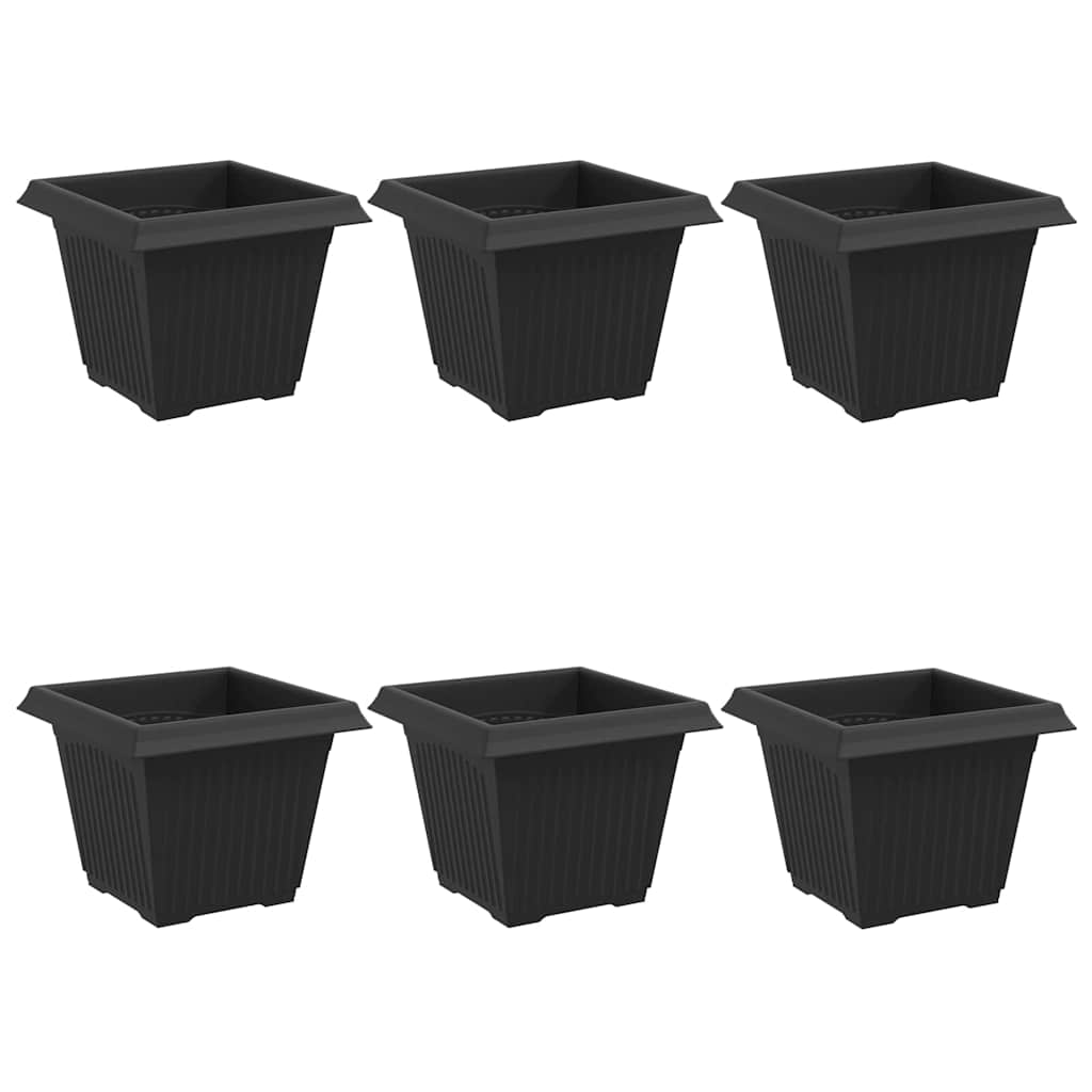 Vierkante Bloempot 6 pcs Zwart 33 x 33 x 26 cm Kunststof
