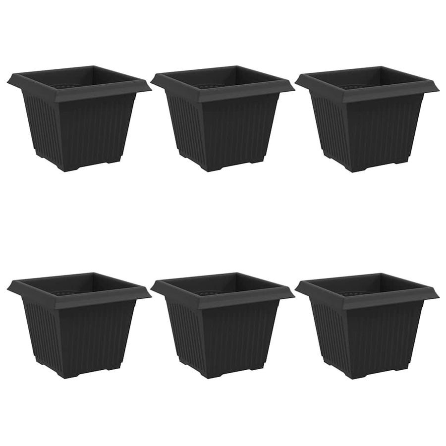 Vierkante Bloempot 6 pcs Zwart 33 x 33 x 26 cm Kunststof
