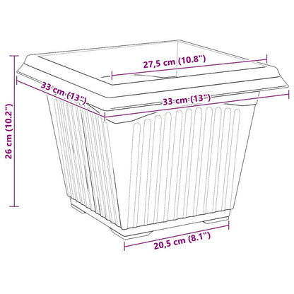 Vierkante Bloempot 6 pcs Zwart 33 x 33 x 26 cm Kunststof