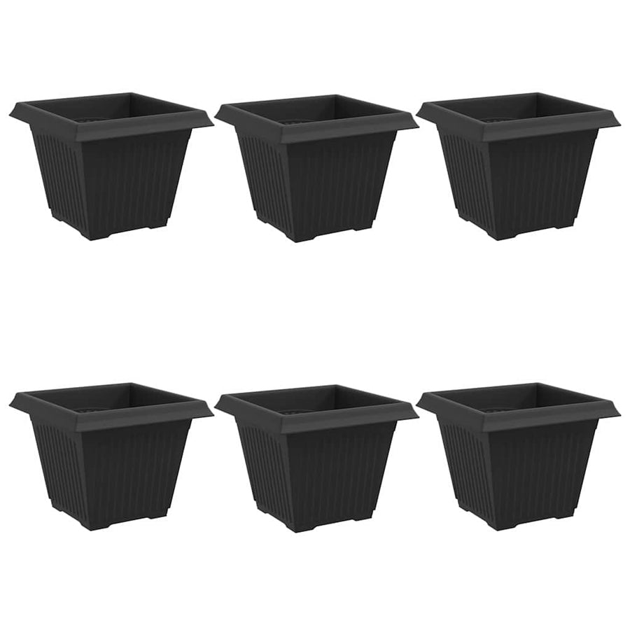 Vierkante Bloempot 6 pcs Zwart 38 x 38 x 30 cm Kunststof