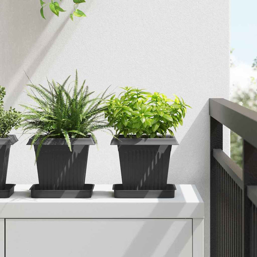 Vierkante Bloempot 24 pcs Zwart 16 x 16 x 14 cm Kunststof