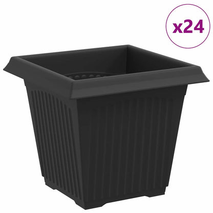 Vierkante Bloempot 24 pcs Zwart 16 x 16 x 14 cm Kunststof
